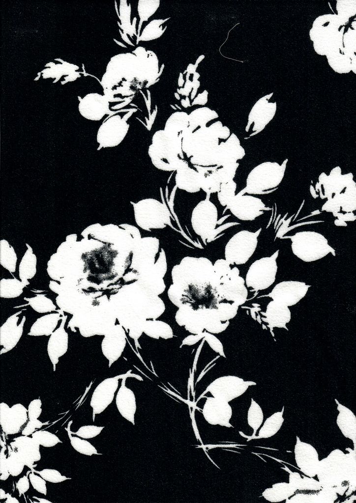 KNT3971-MS11057 / BLACK / 95%POLY 5%SPAN FLORAL/FLOWER TECHNO CREPE
