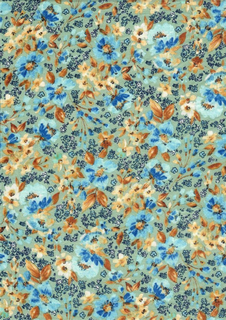 KNT2100-MS11062 / SAGE/BLUE / 96%POLY 4%SPAN DITSY FLORAL/FLOWER DTY BRUSH