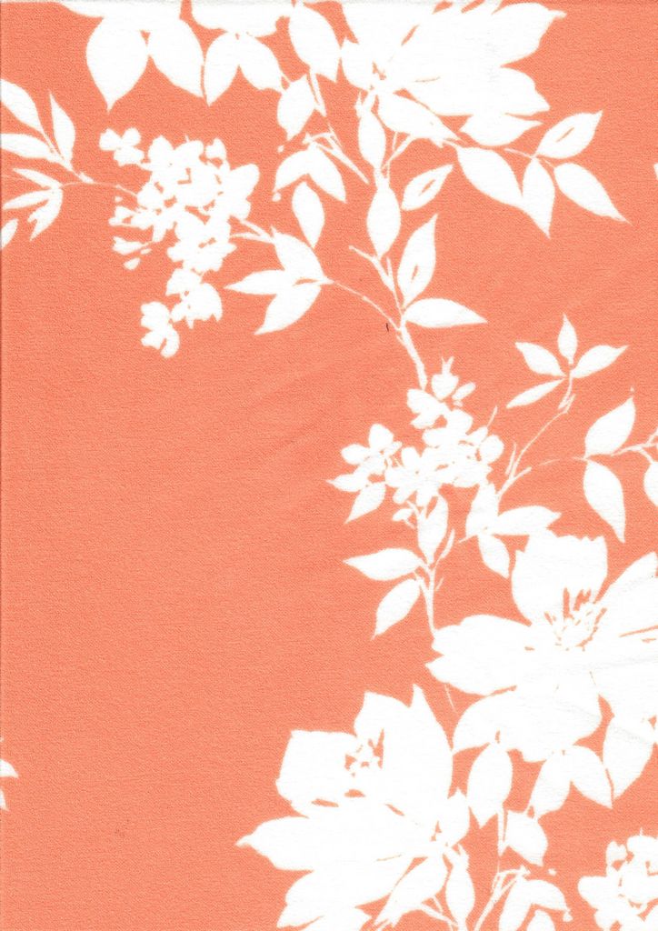 KNT3971-MS11055 / PEACH / 95%POLY 5%SPAN FLORAL/FLOWER TECHNO CREPE