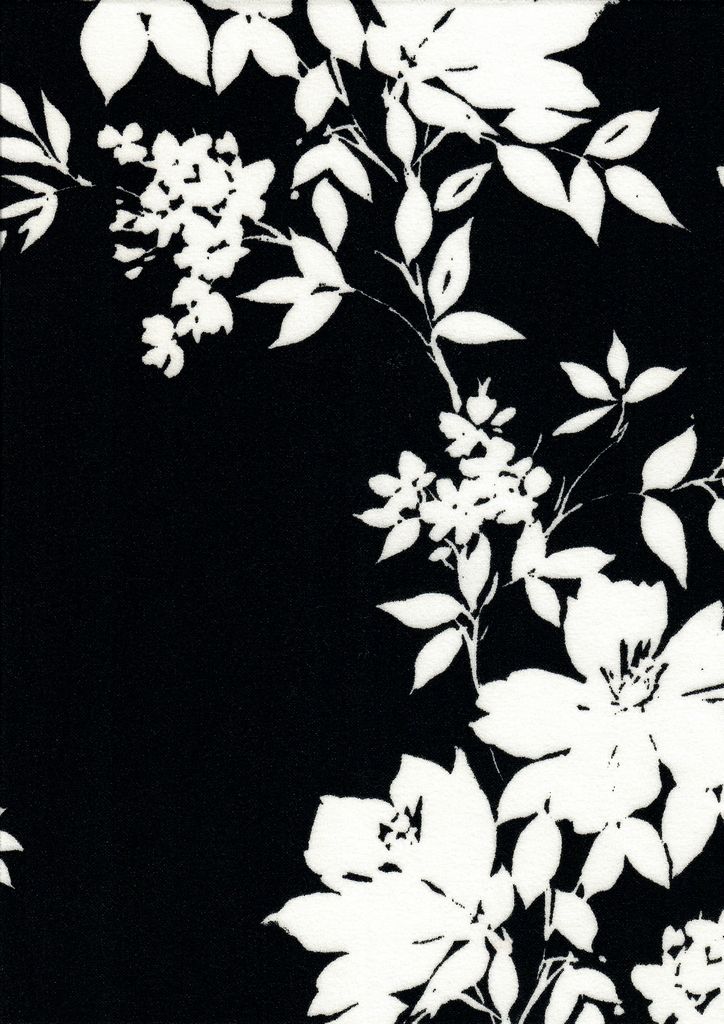 KNT3971-MS11055 / BLACK / 95%POLY 5%SPAN FLORAL/FLOWER TECHNO CREPE