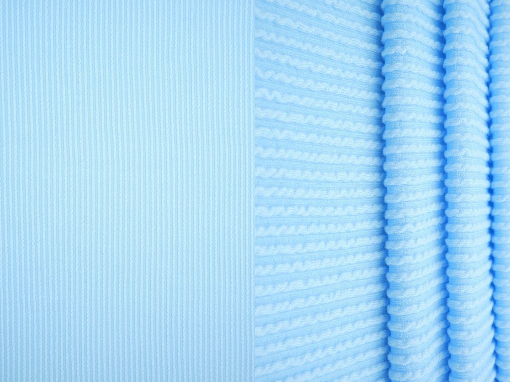 KNT4463 / BLUE LT / 80%POLY 15%RAY 5%SPAN KNIT JACQUARD RIB