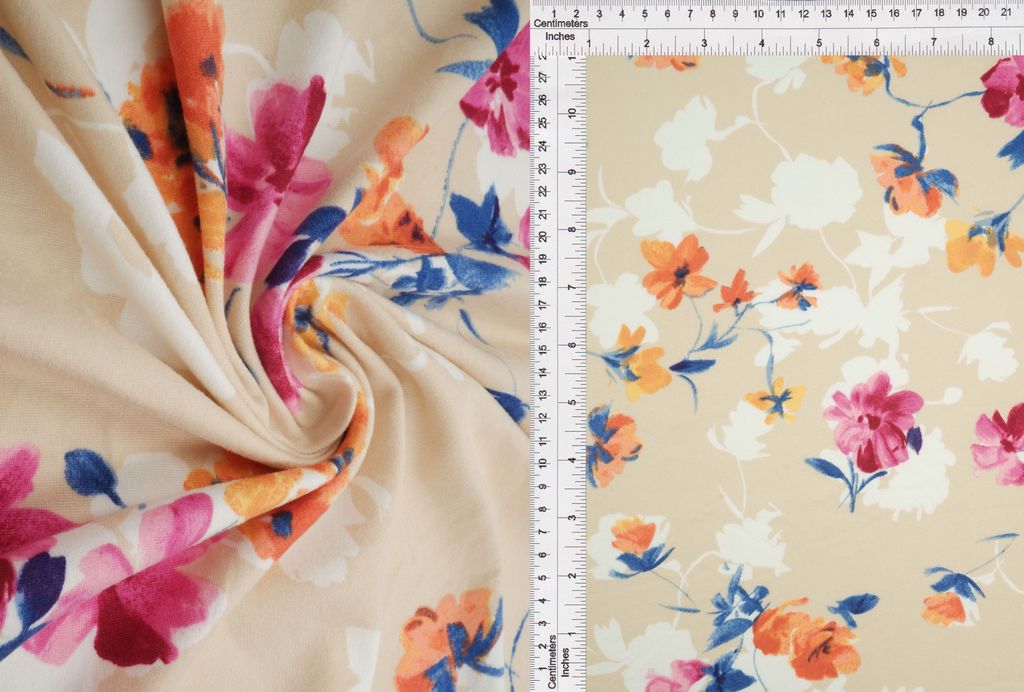 KNT2100-MS11027 / SAND / 96%POLY 4%SPAN DTY BRUSH FLORAL/FLOWER