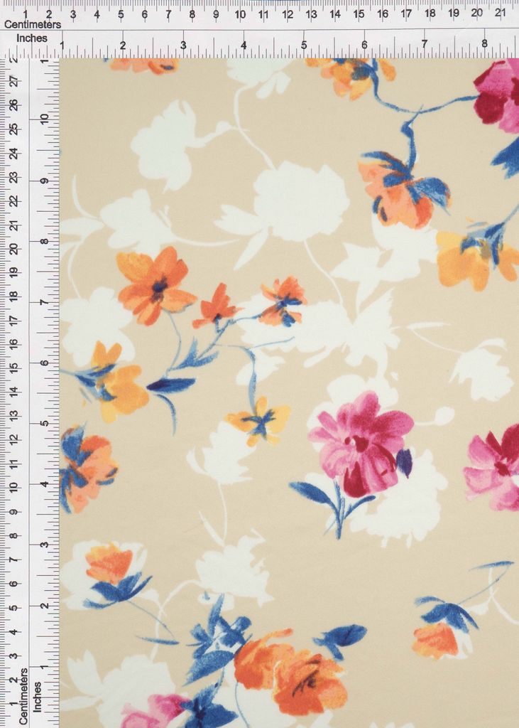 KNT2100-MS11027 / SAND / 96%POLY 4%SPAN DTY BRUSH FLORAL/FLOWER