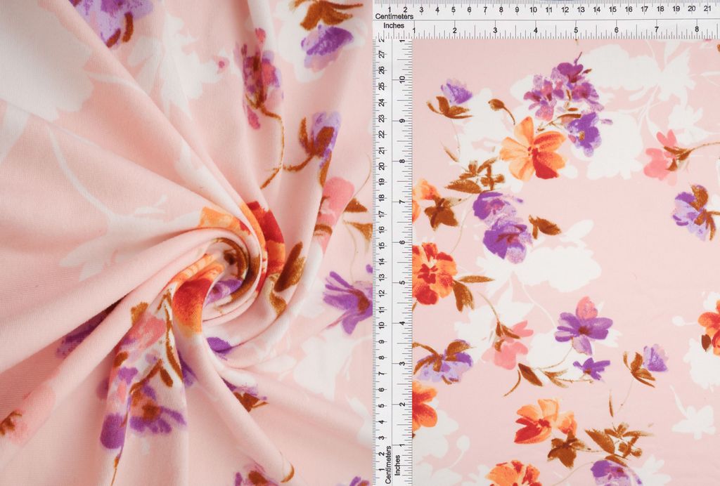 KNT2100-MS11027 / BLUSH / 96%POLY 4%SPAN DTY BRUSH FLORAL/FLOWER