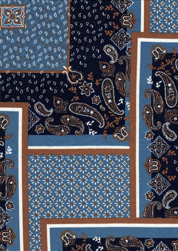 KNT1389-MS10089 / NAVY / 96%POLY 4%SPAN DTY BANDANA/PAISLEY/PATCHWORK