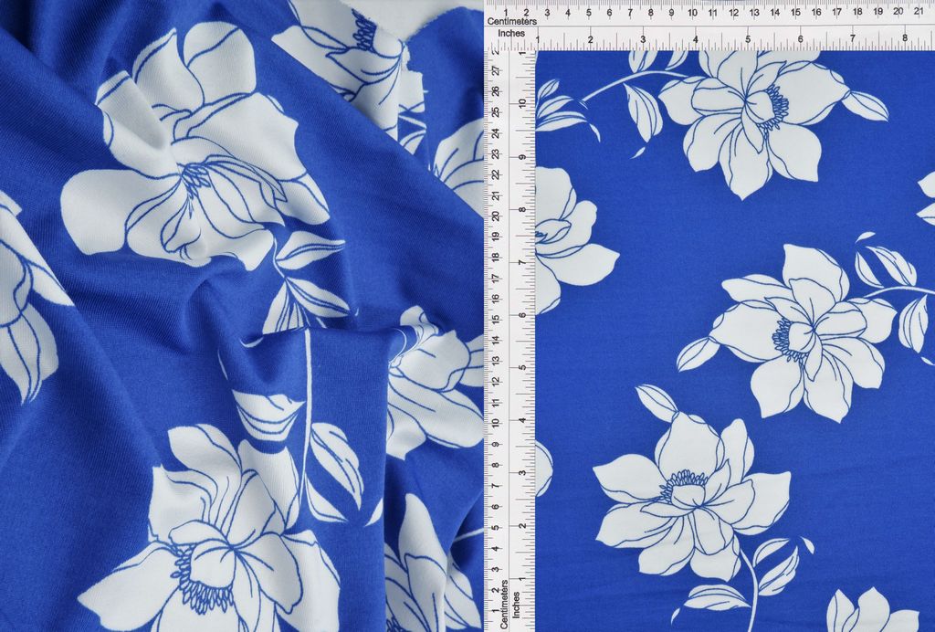 KNT1389-MS11070 / BLUE / 96%POLY 4%SPAN DTY FLORAL/FLOWER PRINT