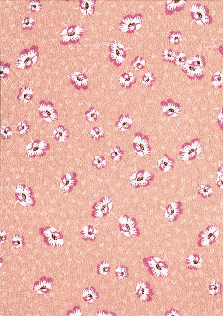 KNT4146-MS11023 / PEACH / 96%POLY 4%SPAN MOSS CREPE FLOWER/FLORAL W/LEAF