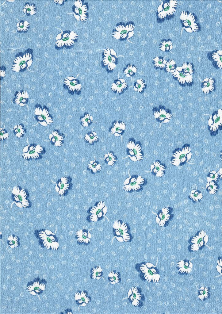 KNT4146-MS11023 / BLUE LT / 96%POLY 4%SPAN MOSS CREPE FLOWER/FLORAL W/LEAF