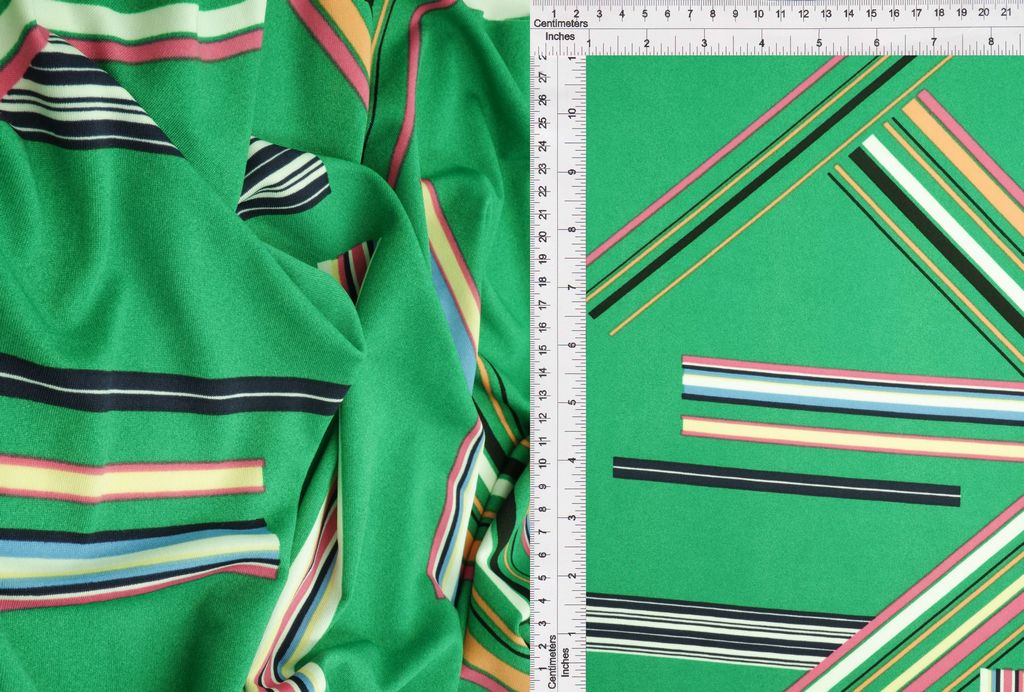 KNT1389-MS11077 / GREEN / 96%POLY 4%SPAN DTY MULTI STRIPE/GEO