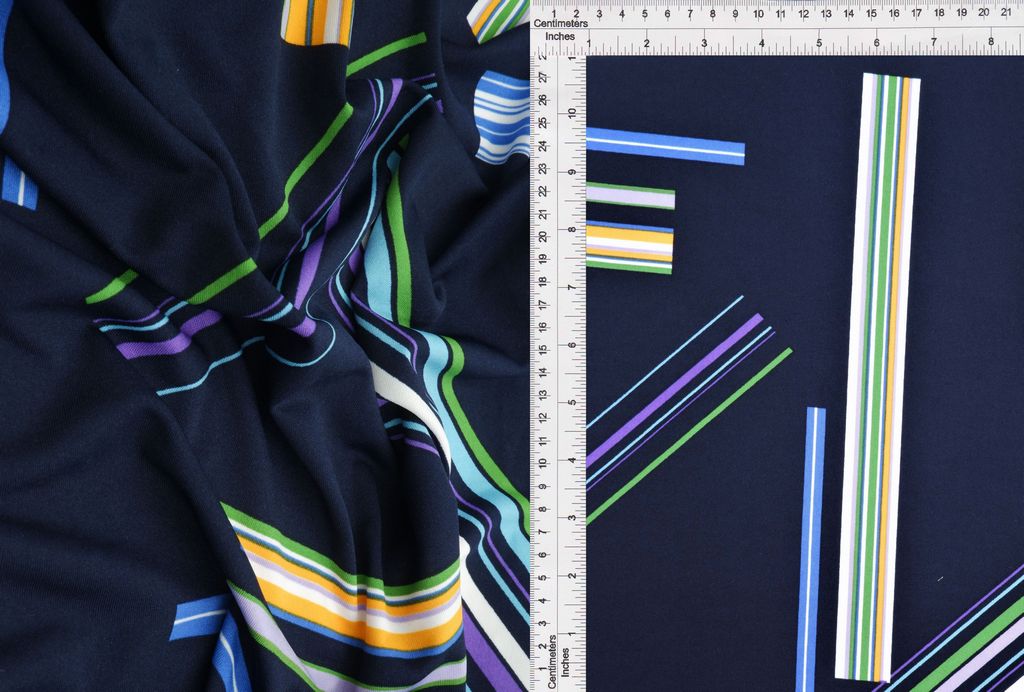KNT1389-MS11077 / NAVY / 96%POLY 4%SPAN DTY MULTI STRIPE/GEO