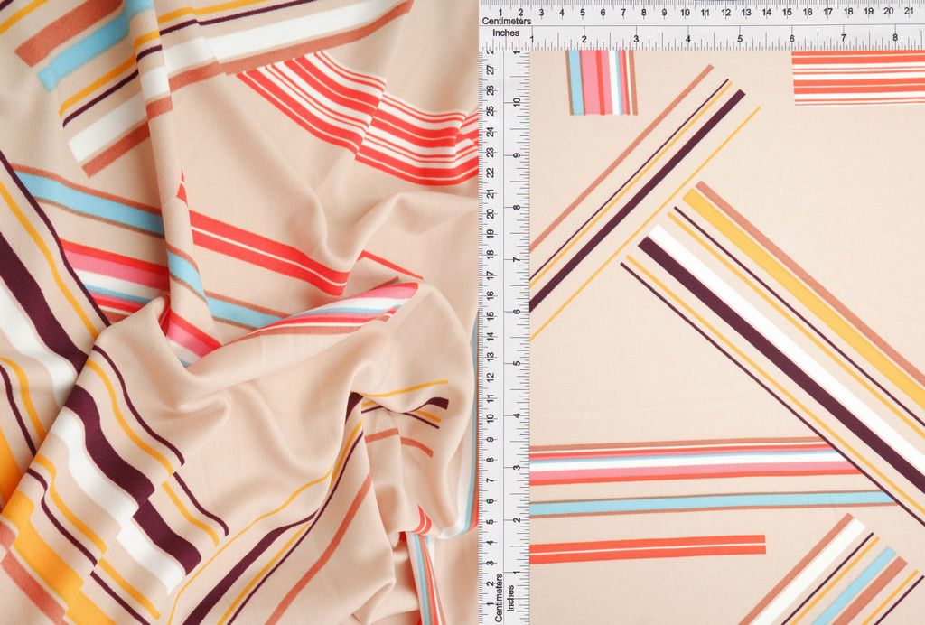 KNT1389-MS11077 / SAND / 96%POLY 4%SPAN DTY MULTI STRIPE/GEO