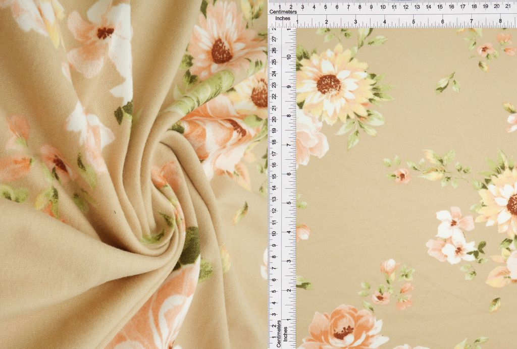 KNT2100-MS11087 / SAND / 96%POLY 4%SPAN DTY BRUSH FLORAL/FLOWER