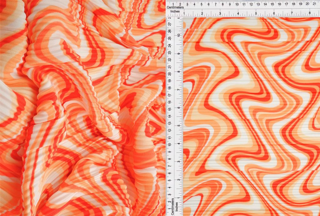 KNT4470-Q20501B / ORANGE / 100%POLY PLEATED/BODRE/INTERLOCK GEO/WAVE