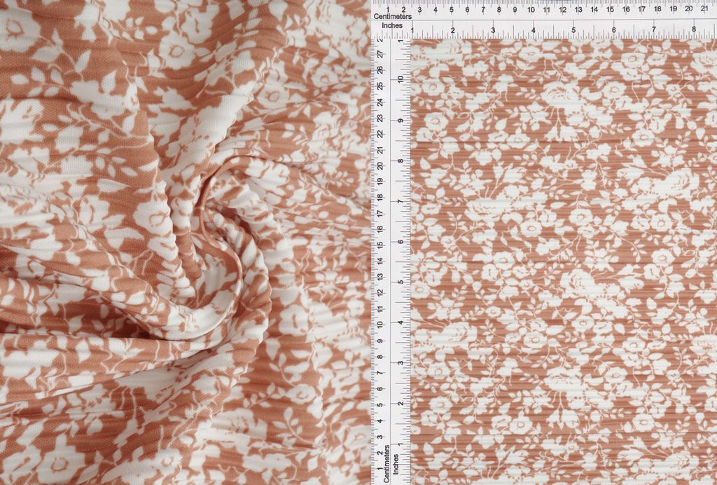 KNT4470-SE30589 / COCO / 100%POLY PLEATED/BODRE/INTERLOCK DITSY FLOWER