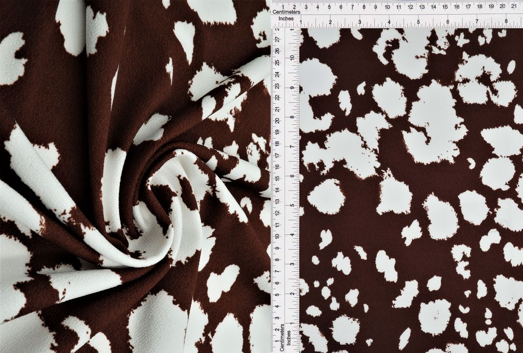 KNT4146-MS11098 / BROWN / 96%POLY 4%SPAN MOSS CREPE COW/ANIMAL