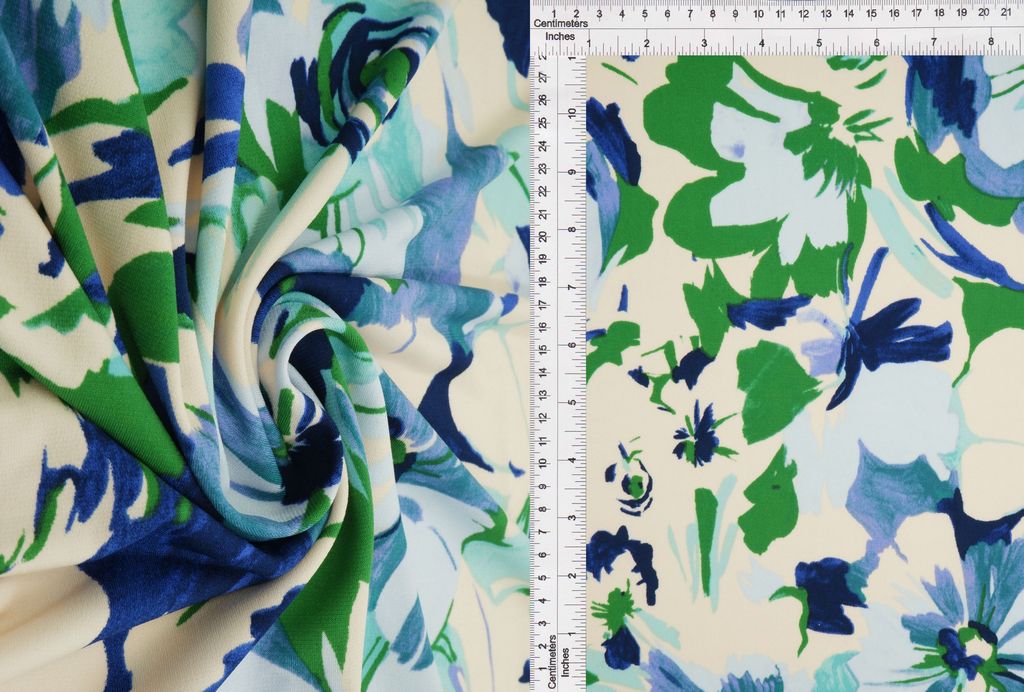 ITY-MS11111 / BEIGE/ROYAL / 95%POLY 5%SPAN KOREAN ITY FLOWER PRINT
