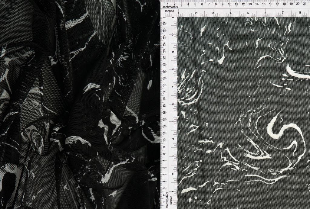 MESH-MS11086 / BLACK / 90%POLY 10%SPAN MESH ABSTRACT/MARBLE PRINT