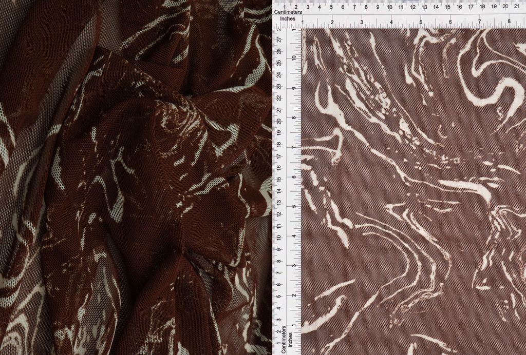 MESH-MS11086 / BROWN / 90%POLY 10%SPAN MESH ABSTRACT/MARBLE PRINT