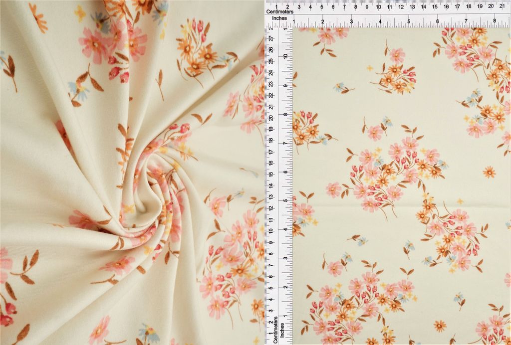 KNT2100-MS10160 / CREAM / 96%POLY 4%SPAN DTY BRUSHED DITSY/FLORAL PRINT