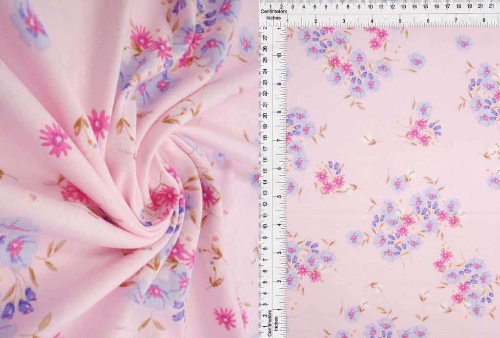 KNT2100-MS10160 / PINK LT. / 96%POLY 4%SPAN DTY BRUSHED DITSY/FLORAL PRINT