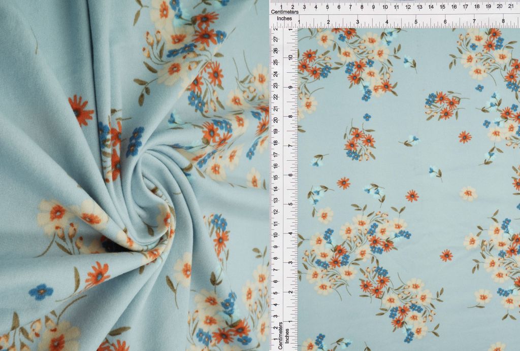 KNT2100-MS10160 / CHAMBRAY / 96%POLY 4%SPAN DTY BRUSHED DITSY/FLORAL PRINT