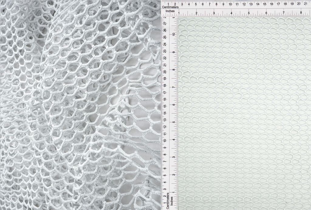 MESH-4467 / WHT/SILVER / 70%POLY 5%SPAN 25%LUREX FISHNET MESH