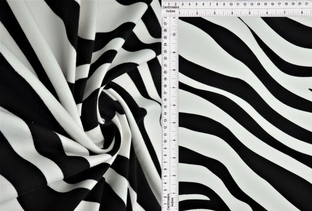 KNT2100-MS11091 / BLACK/IVORY / 96%POLY 4%SPAN DTY BRUSHED ZEBRA PRINT