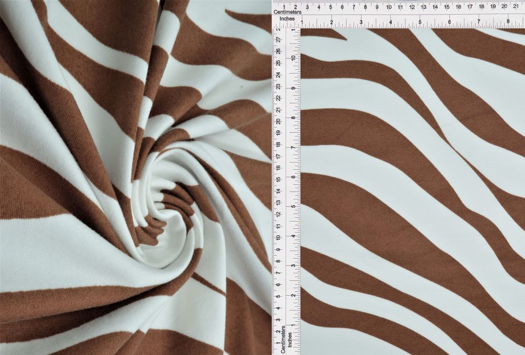 KNT2100-MS11091 / BROWN/IVORY / 96%POLY 4%SPAN DTY BRUSHED ZEBRA PRINT