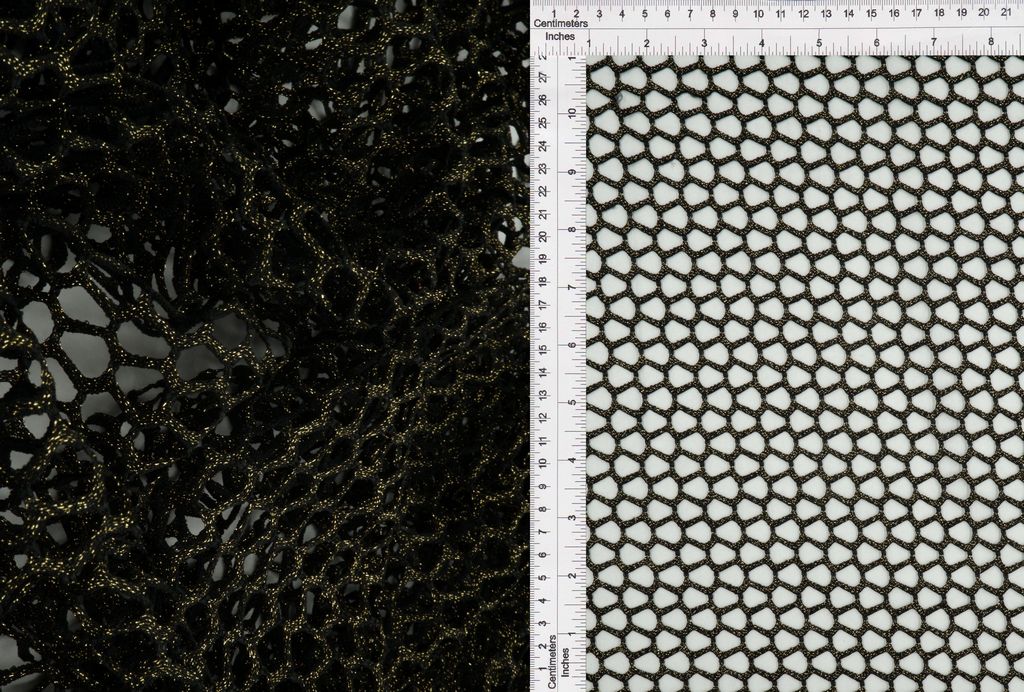 MESH-4467 / BLK/GOLD / 70%POLY 5%SPAN 25%LUREX FISHNET MESH