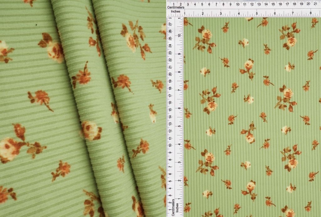KNT3422-MS11118 / SAGE / 87%POLY 13%SPAN 4X2 YUMMY RIB DITSY FLORAL/FLOWER