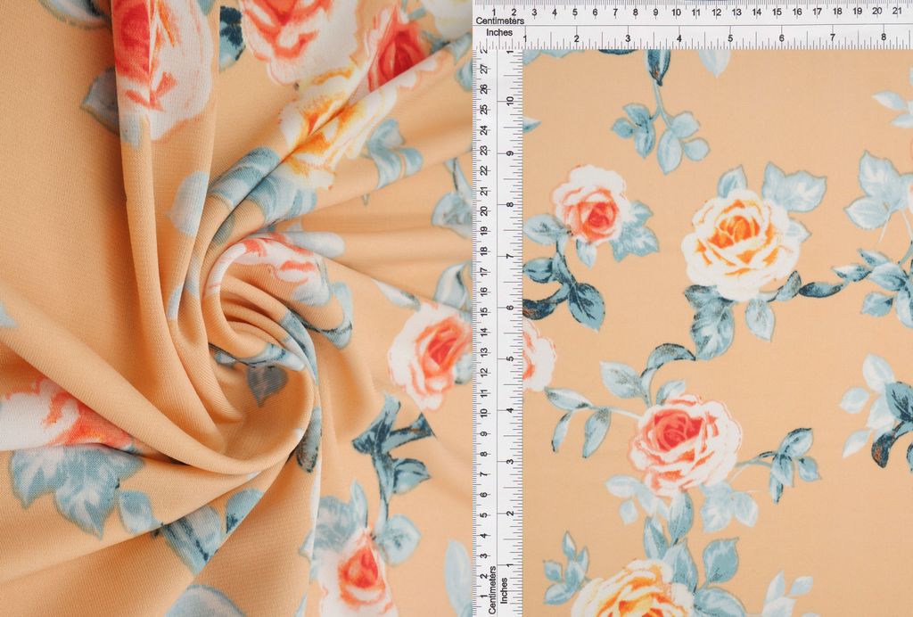 ITY-MS11116B / PEACH / 95%POLY 5%SPAN KOREAN ITY FLORAL/FLOWER