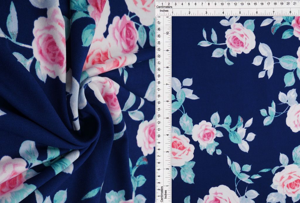 ITY-MS11116B / NAVY / 95%POLY 5%SPAN KOREAN ITY FLORAL/FLOWER