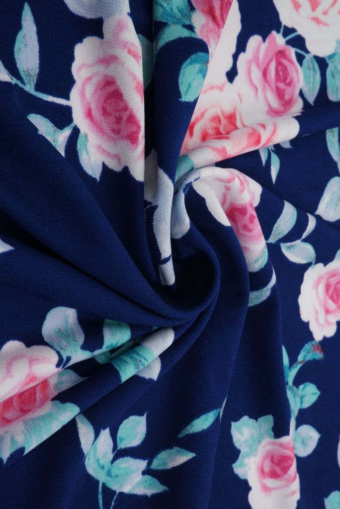 ITY-MS11116B / NAVY / 95%POLY 5%SPAN KOREAN ITY FLORAL/FLOWER