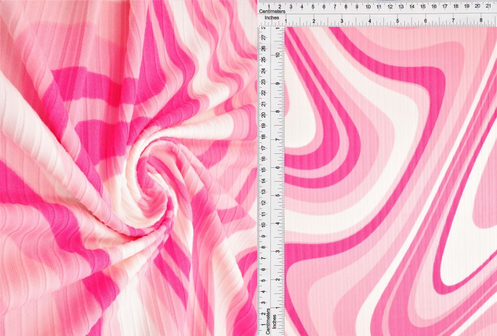 KNT4135-Q20501 / PINK / 87%POLY 13%SPAN 8X3 YUMMY RIB ABSTRACT/TIE DYE