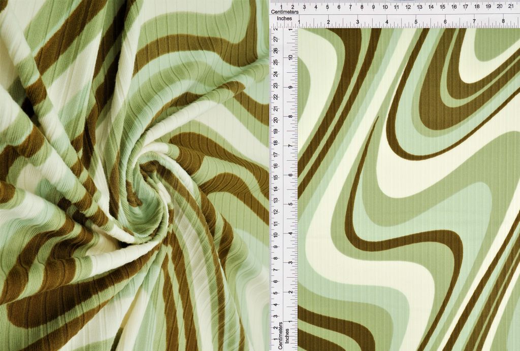 KNT4135-Q20501 / OLIVE / 87%POLY 13%SPAN 8X3 YUMMY RIB ABSTRACT/TIE DYE
