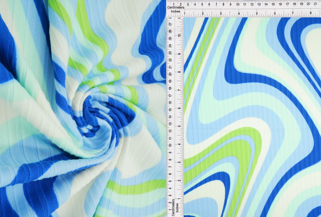 KNT4135-Q20501 / ROYAL / 87%POLY 13%SPAN 8X3 YUMMY RIB ABSTRACT/TIE DYE