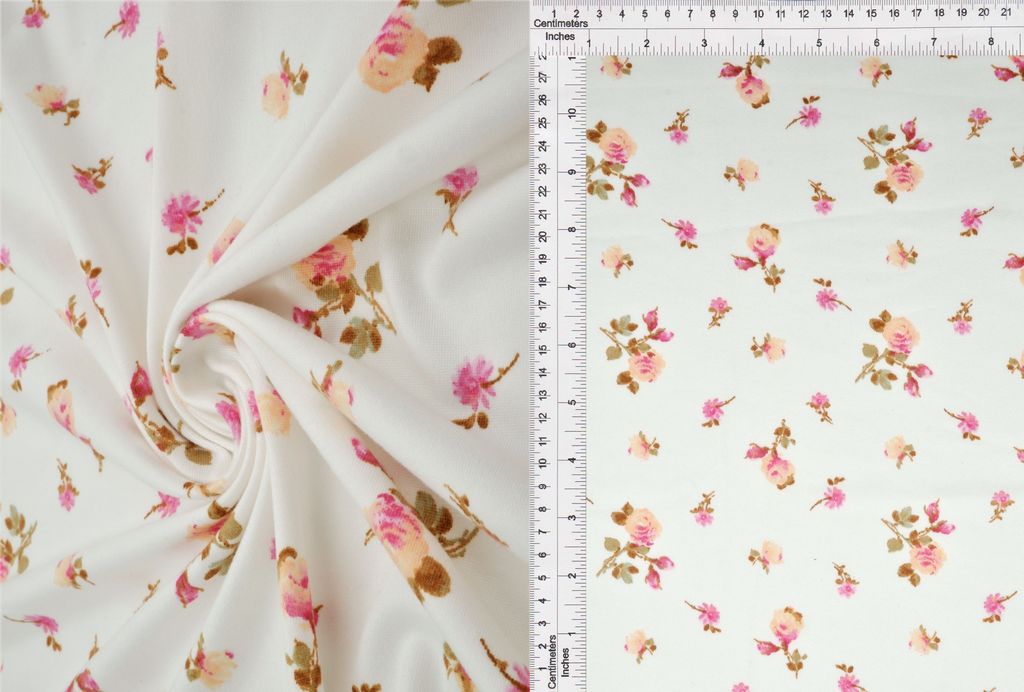 KNT2100-MS11118 / IVORY / 96%POLY 4%SPAN DTY BRUSH DITSY FLORAL/FLOWER
