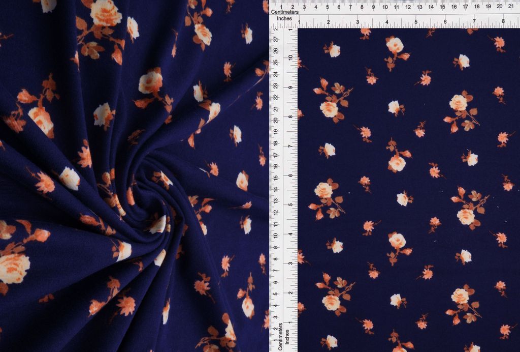 KNT2100-MS11118 / NAVY / 96%POLY 4%SPAN DTY BRUSH DITSY FLORAL/FLOWER