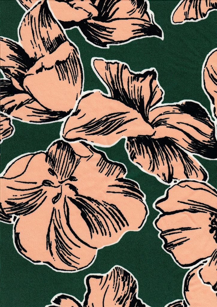 KNT1389-MS11099 / PINE GREEN / 96%POLY 4%SPAN DTY FLORAL/FLOWER
