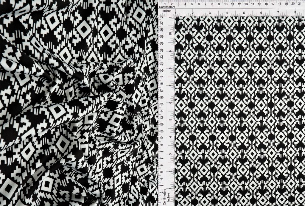 KNT1389-S312109 / BLACK / 96%POLY 4%SPAN DTY GEO PRINT