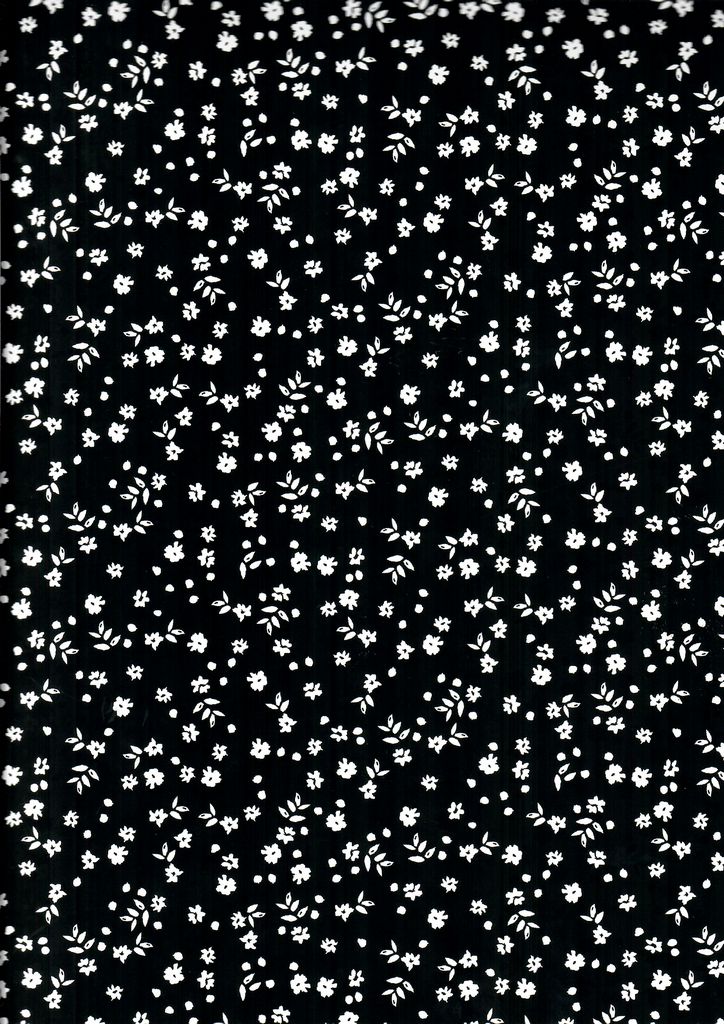 KNT3422-MS00518 / BLACK / 87%POLY 13%SPAN 4X2 YUMMY RIB DITSY FLORAL-FLOWER