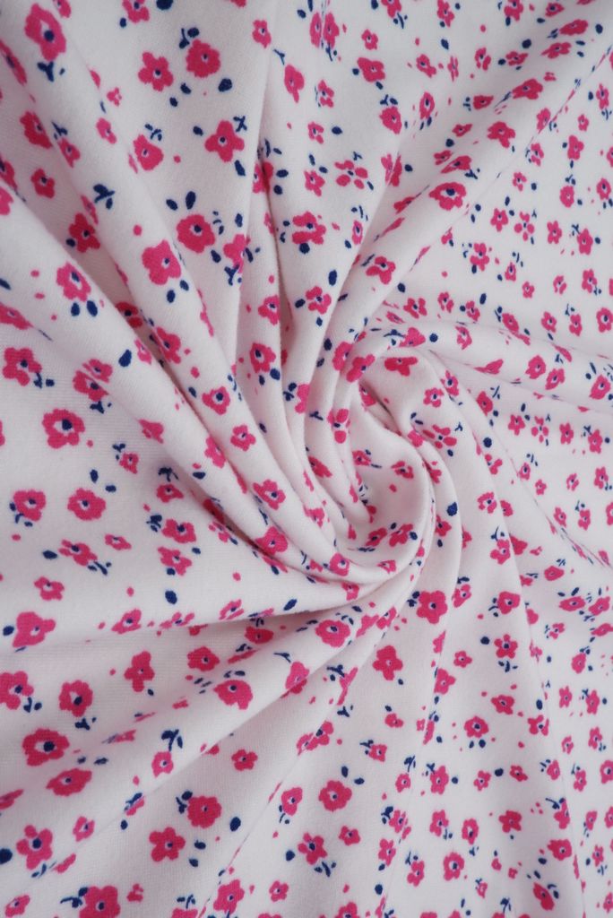 KNT2100-MS11008 / IVORY/PINK HOT / 96%POLY 4%SPAN DTY BRUSH DITSY FLORAL/FLOWER