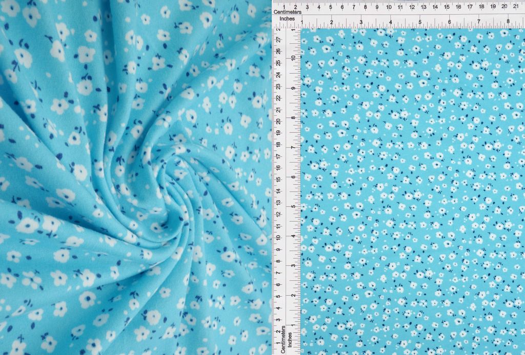 KNT2100-MS11008 / BLUE SKY / 96%POLY 4%SPAN DTY BRUSH DITSY FLORAL/FLOWER