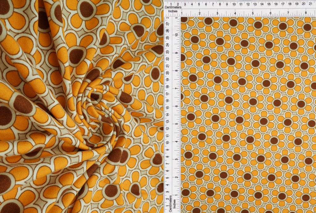 KNT2100-MS11021 / MANGO / 96%POLY 4%SPAN DTY BRUSH GEO FLORAL/GLOWER