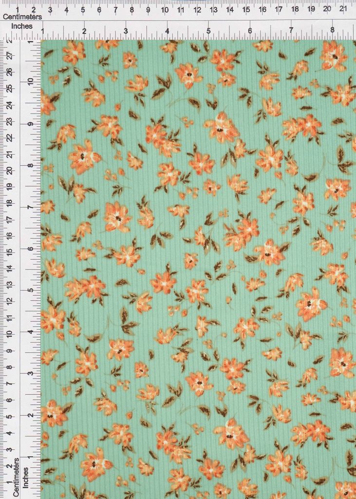 KNT3422-MS11122 / SAGE / 87%POLY 13%SPAN 4X2 YUMMY RIB FLORAL/FLOWER
