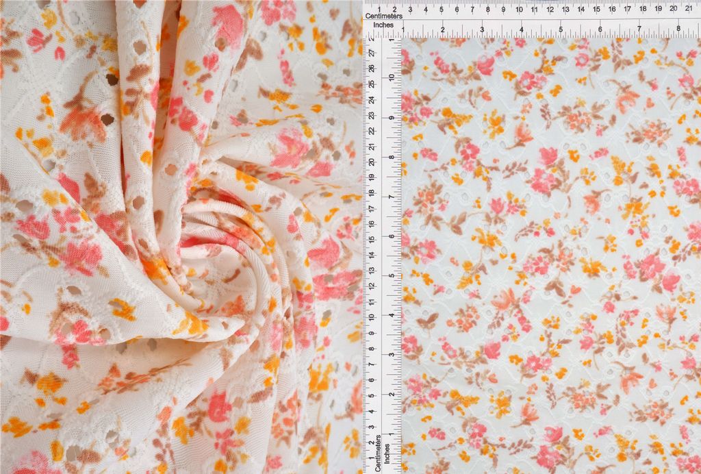 KNT4187-Q11026 / BLUSH / 97%POLY 3%SPAN DTY KNIT JACQ EYELET DITSY FLORAL