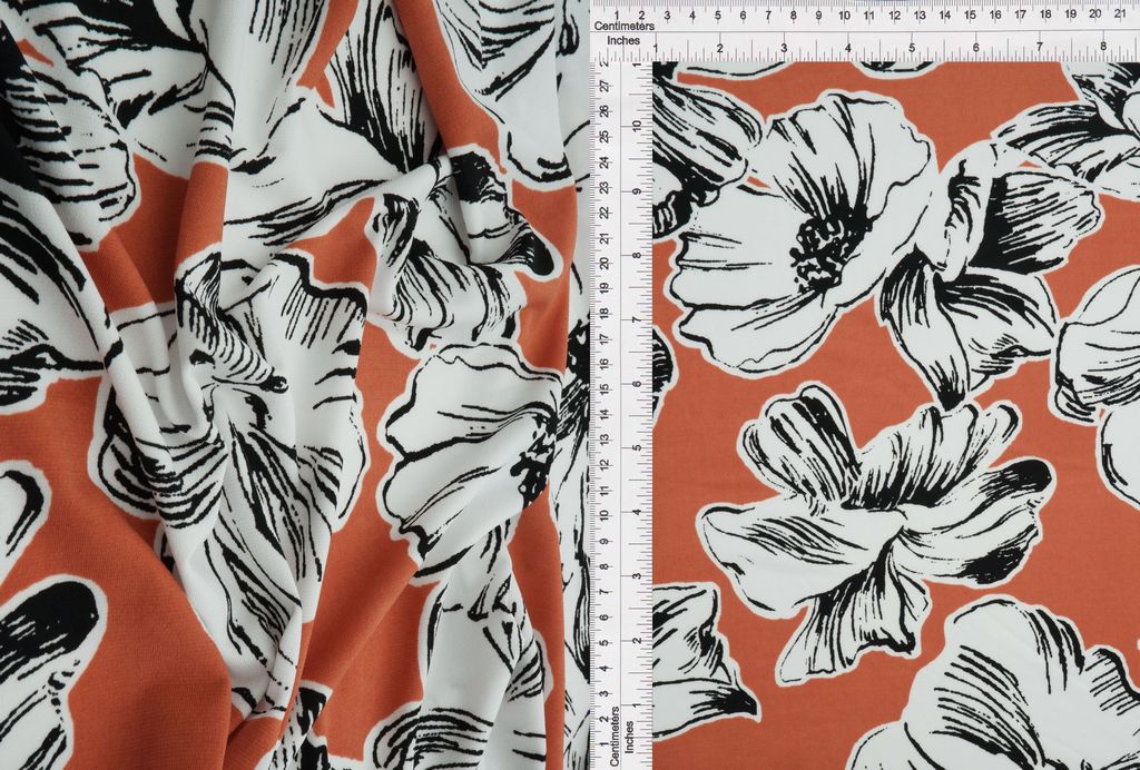 ITY-MS11099 / RUST LT / 95%POLY 5%SPAN KOREAN ITY BIG FLORAL/FLOWER