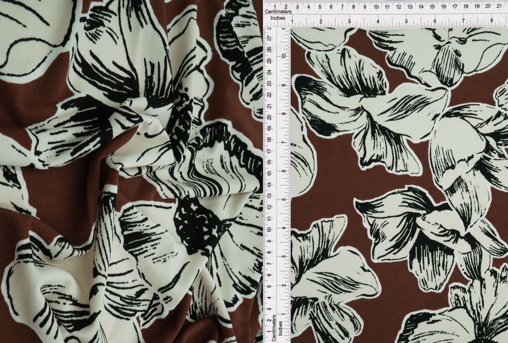 ITY-MS11099 / BROWN / 95%POLY 5%SPAN KOREAN ITY BIG FLORAL/FLOWER