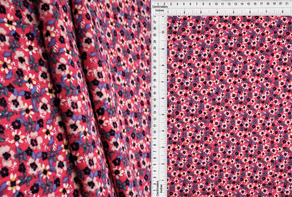 KNT4135-MS11150 / MAGENTA / 94%POLY 6%SPAN 8X3 YUMMY RIB DITSY FLORAL