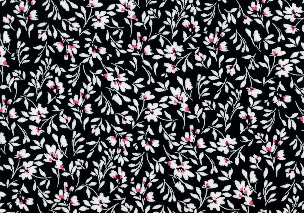 KNT2100-MS10020 / BLACK / 96%POLY 4%SPAN DTY BRUSH DITSY FLORAL/FLOWER PRINT